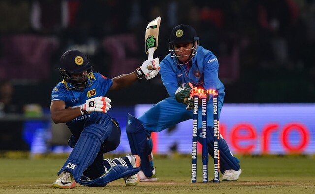 Sadeera Samarawickrama was stumped by Mahendra Singh Dhoni off Chahal's bowling for 5. AFP Sadeera Samarawickrama was stumped by Mahendra Singh Dhoni off Chahal's bowling for 5. AFP