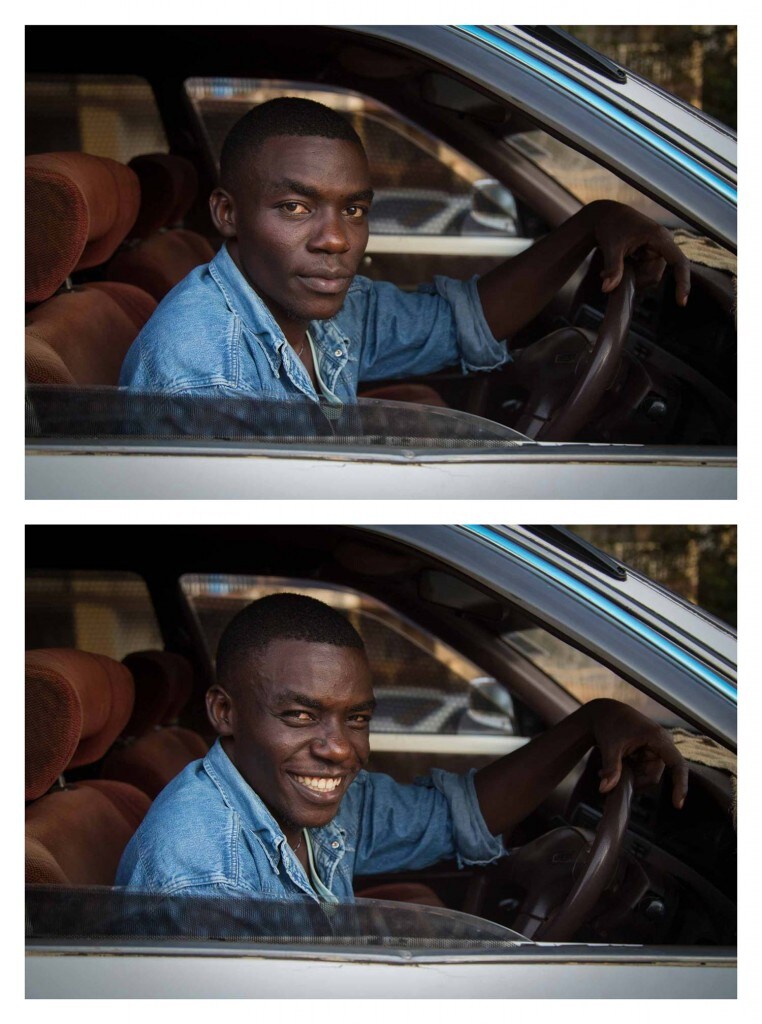 He drove up to the taxi stand I was photographing one afternoon, stopping behind the row of other taxis waiting for customers in Embu, Eastern Province, Kenya...so I asked him to smile. Photo credit © Jay Weinstein Jay Weinstein captures contrasting facial expressions in his photography series So I Asked Them To Smile