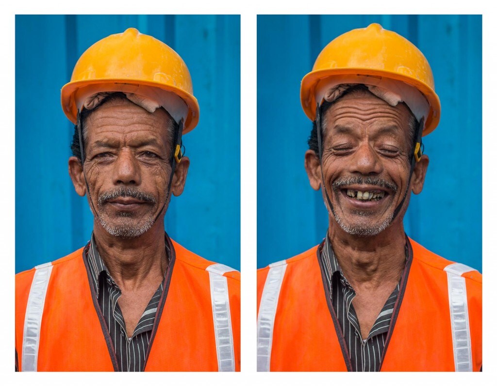 He was outside a construction site one morning, in the ever expanding city of Pune, in Maharashtra, India…so I asked him to smile. Photo credit © Jay Weinstein Jay Weinstein captures contrasting facial expressions in his photography series So I Asked Them To Smile