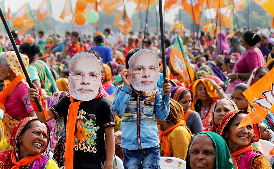 Modi addressed four rallies on Sunday in Palanpur, Sanand, Kalol and Vadodara. These four areas are situated in north and central Gujarat, which go to polls on 14 December. PTI Modi addressed four rallies on Sunday in Palanpur, Sanand, Kalol and Vadodara. These four areas are situated in north and central Gujarat, which go to polls on 14 December. PTI