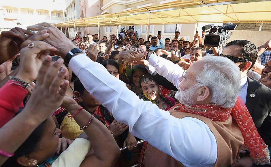 After reaching Dharoi Dam reservoir, Modi also had a darshan at the famed Ambaji Temple and then address a public gathering there. In the evening, he flew back to Ahmedabad on the same plane. Modi met supporters ahead of his visit to Ambaji Temple in Banaskantha. PTI Narendra Modi takes seaplane ride on last day of campaigning for Gujarat polls