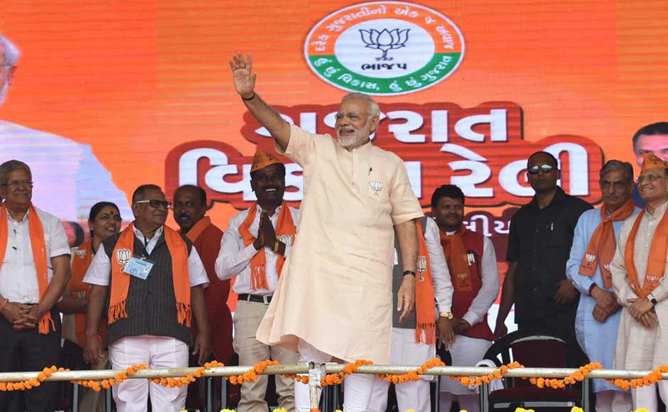 On the second-day of his two-day visit to poll-bound state, Modi addressed a rally at Malanpada in Dharampur, a Congress bastion. Addressing the gathering, Modi slammed Rahul Gandhi's expected elevation as Congress president, dubbing it as "Aurangzebi raj". Twitter @BJP4India Narendra Modi in Gujarat Day 2: PM says Congress always had an animosity for Gujarat