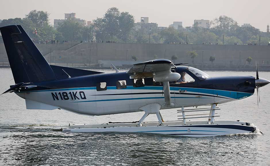 Modi took the flight ahead of the last day of campaigning for the Gujarat Assembly elections. The Bharatiya Janata Party said it was "the first-ever flight by a seaplane in the country. AP Narendra Modi takes seaplane ride on last day of campaigning for Gujarat polls