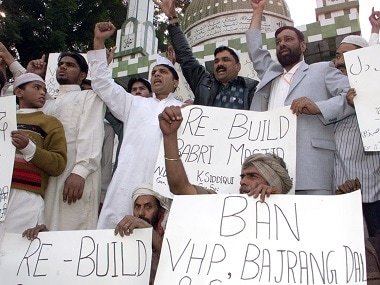 File image of activists of the Babri Masjid re-building committee. Reuters