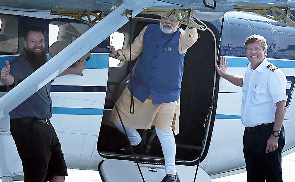 Modi said that his trip depicted the Centre's strength to our resolve to harness waterways for India’s progress. He also said the seaplane services can be helpful during times of medical emergencies. It also augurs well for tourism, Modi added on Twitter. PTI Narendra Modi takes seaplane ride on last day of campaigning for Gujarat polls