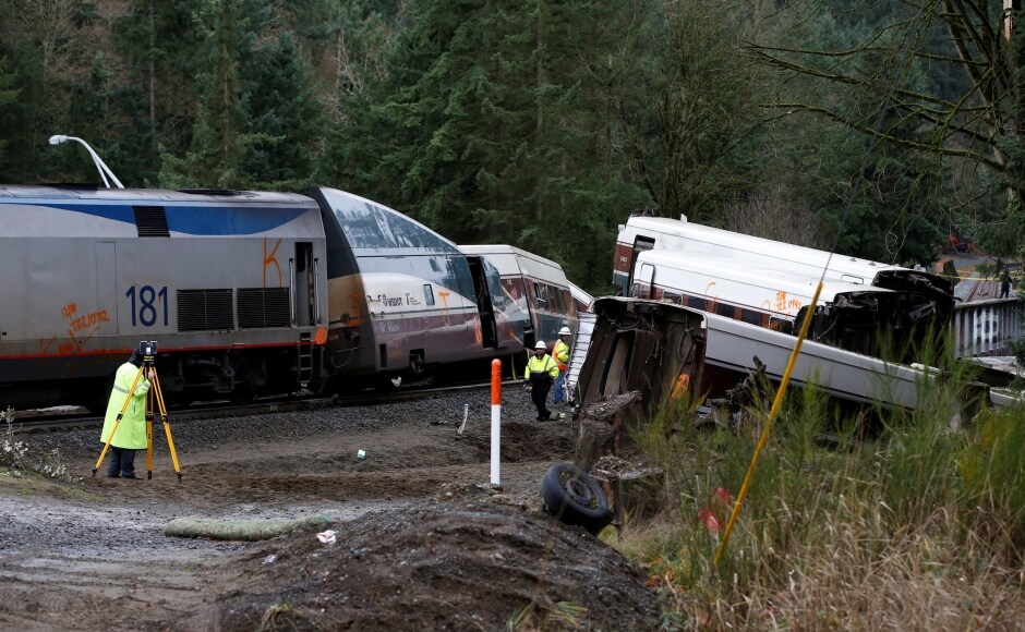 Seventy-eight passengers and five crew members were aboard when the train moving at more than 80 mph derailed on a route that had raised safety concerns. At least 50 people were hospitalised, more than a dozen with critical or serious injuries, authorities said. Reuters Seventy-eight passengers and five crew members were aboard when the train moving at more than 80 mph derailed on a route that had raised safety concerns. At least 50 people were hospitalised, more than a dozen with critical or serious injuries, authorities said. Reuters
