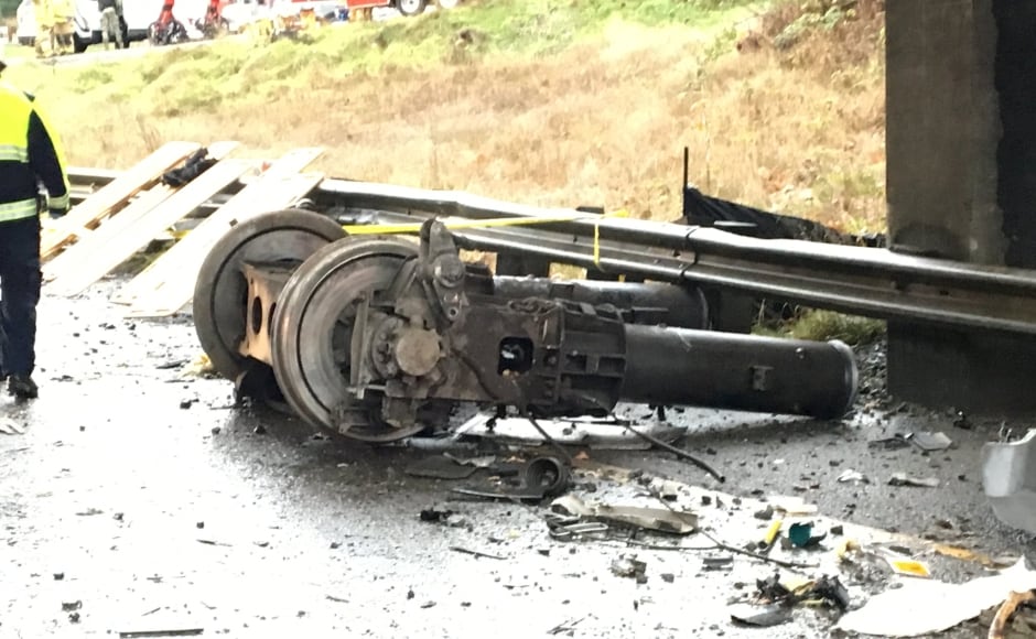An official briefed on the investigation said that preliminary signs indicate that Train 501 may have struck something before going off the track about 64 kilometres south of Seattle. Reuters An official briefed on the investigation said that preliminary signs indicate that Train 501 may have struck something before going off the track about 64 kilometres south of Seattle. Reuters