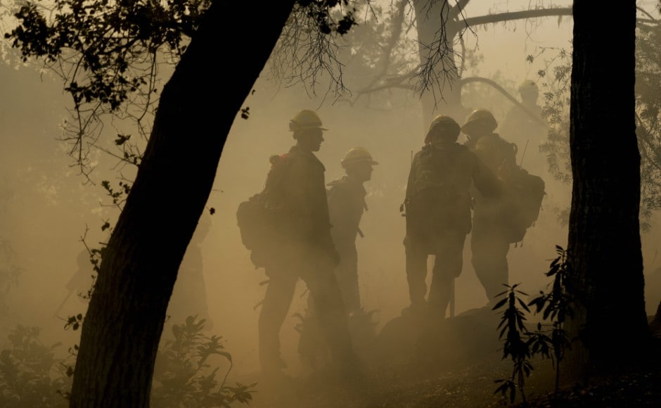 Nearly 8,500 personnel using nearly 1,000 engines and 32 helicopters were battling the blaze, which was 40 percent contained on Saturday evening. It has become the seventh-most destructive in state history, officials said. AP Nearly 8,500 personnel using nearly 1,000 engines and 32 helicopters were battling the blaze, which was 40 percent contained on Saturday evening. It has become the seventh-most destructive in state history, officials said. AP