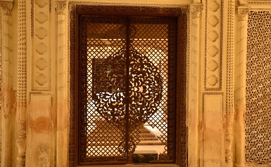One of the elaborate doors of the tombs, which were made of teak and rosewood. Photograph by Upayan Bardhan A walk through the intricately carved Paigah Tombs, the Taj of the Deccan