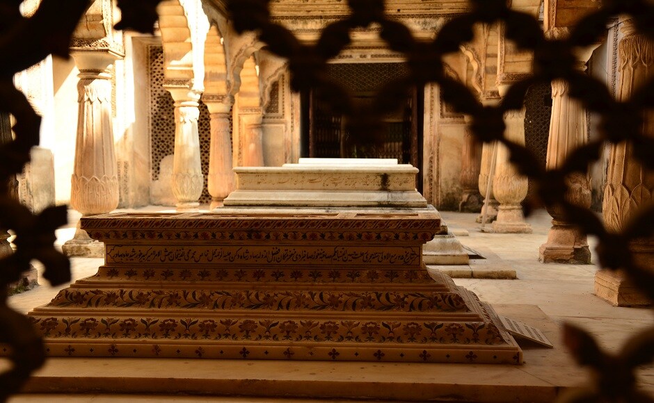 A broken panel reveals one of the Paigah Tombs, which were built in 1786, with the death of the founder of the dynasty, Abul Fatah Khan. Photograph by Upayan Bardhan A walk through the intricately carved Paigah Tombs, the Taj of the Deccan