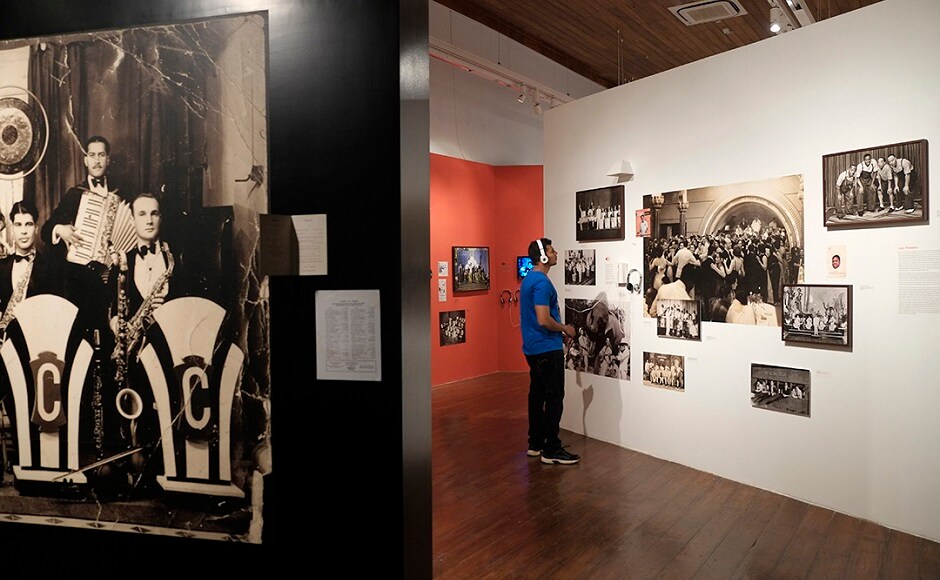 A view of the exhibition display Serendipity Arts Festival: This exhibition reveals the contributions of Goan musicians to India's jazz heritage