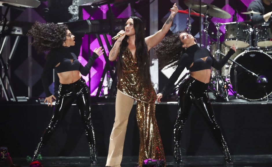Demi Lovato performs at Jingle Ball at The Forum in Inglewood, California. AP Demi Lovato performs at Jingle Ball at The Forum in Inglewood, California. AP