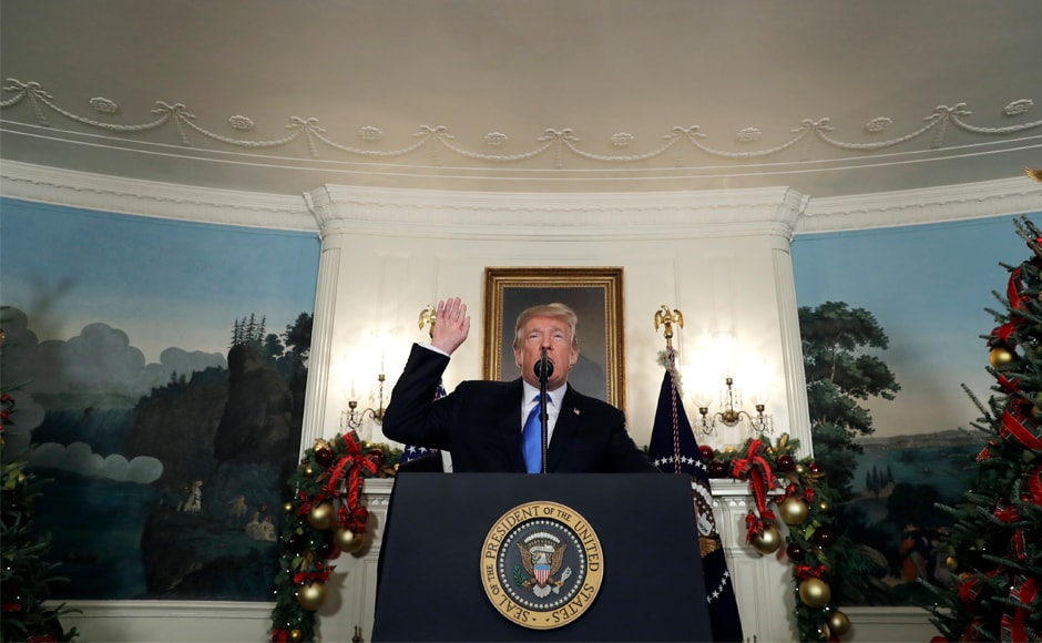 "We cannot solve our problems by making the same failed assumptions and repeating the same failed strategies of the past," Trump said, brushing aside the appeals for caution from around the world. AP "We cannot solve our problems by making the same failed assumptions and repeating the same failed strategies of the past," Trump said, brushing aside the appeals for caution from around the world. AP