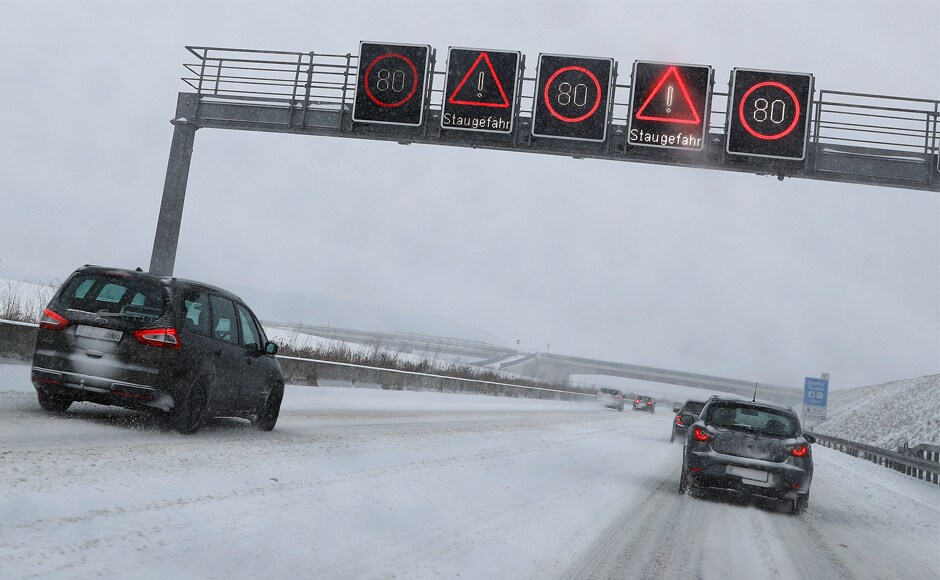 Heavy snowfall in Germany and other parts of Europe severely affected transportation services. Some 330 flights were cancelled by 4 pm GMT (9.30 pm IST) after heavy snow and sub-zero temperatures struck the region around Frankfurt. Reuters Heavy snowfall in Germany and other parts of Europe severely affected transportation services. Some 330 flights were cancelled by 4 pm GMT (9.30 pm IST) after heavy snow and sub-zero temperatures struck the region around Frankfurt. Reuters