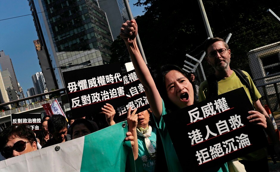 Around 1,000 people marched on the streets of Hong Kong on Sunday in what they termed as an "anti-authoritarian" protest. Protesterers shouted slogans against what they perceive as China's authoritarian rule and to demand the Secretary for Justice to step down for what they believe is an eroding of the rule of law. AP Joshua Wong leads 'anti-authoritarian' protest in Hong Kong amidst growing Chinese pressure