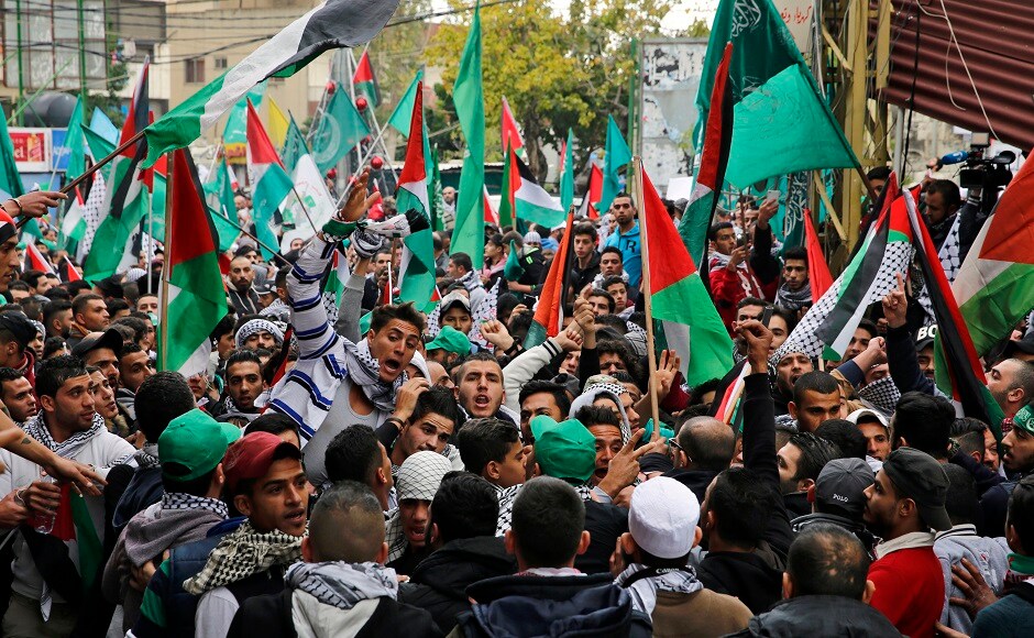 Hundreds of protesters, some of them waving Palestinian flags, held demonstrations near the US embassy in Lebanon on Sunday. They were protesting against US president Donald Trump's decision to recognise Jerusalem as the capital of Israel. AP Donald Trump's Jerusalem announcement: Security forces use tear gas during protest near US embassy in Lebanon