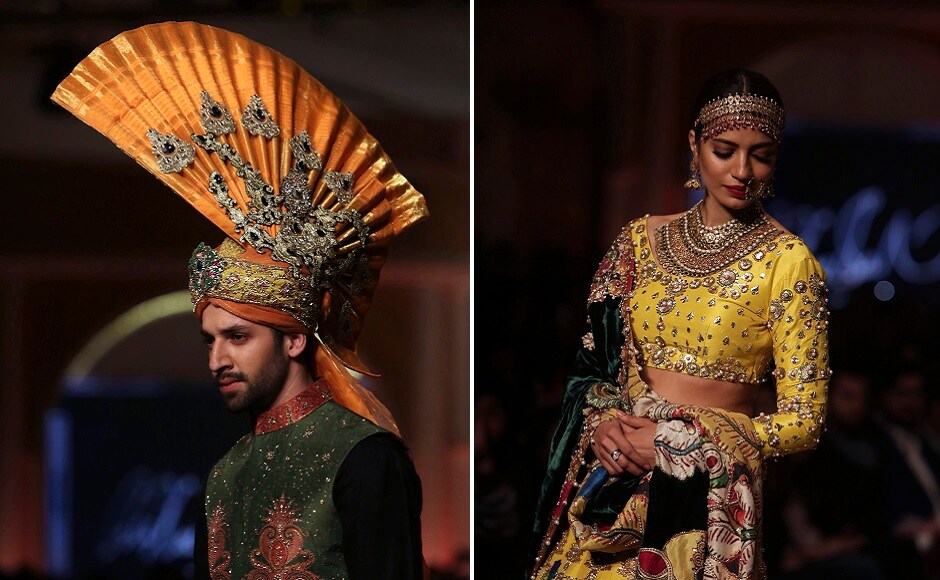 Models present creations by designer Ali Xeeshan during the Pantene Hum Bridal Couture Week in Lahore, Pakistan. AP Photo Models present creations by designer Ali Xeeshan during the Pantene Hum Bridal Couture Week in Lahore, Pakistan. AP Photo