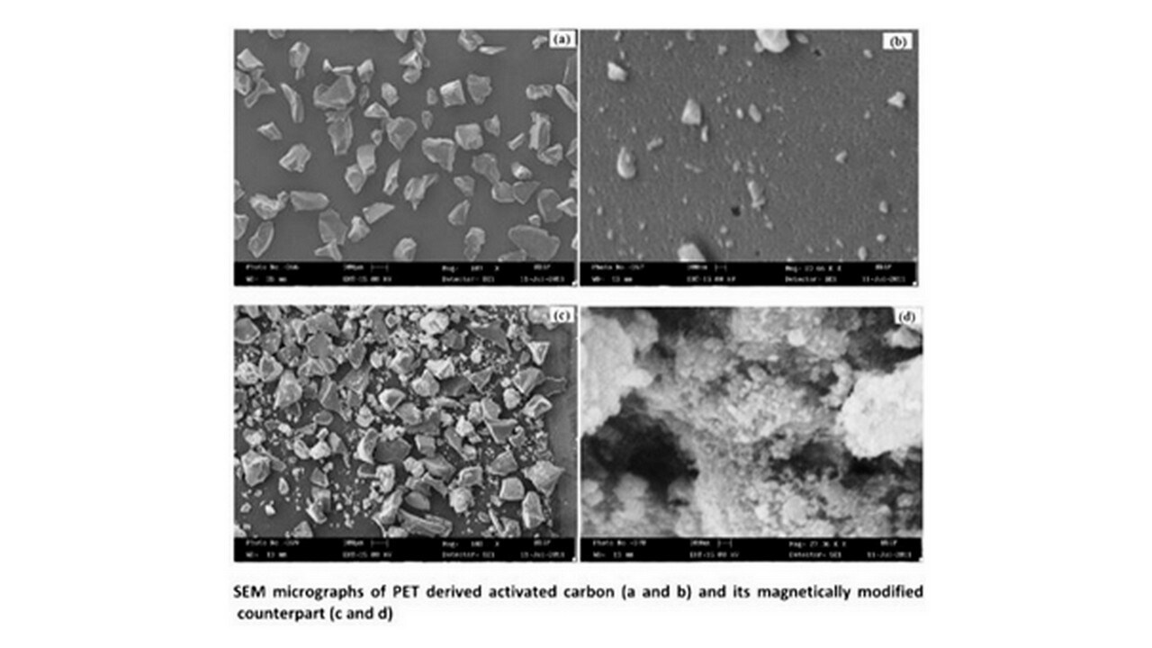 Plastic upcycling SEM micrographs of PET