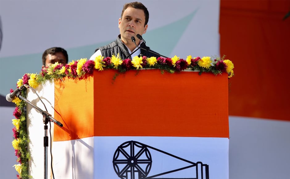 Speaking at the event after he took over as Congress president, Rahul asked party members to stand up to BJP, saying anger and hatred cannot defeat his party. Twitter @INCIndia Speaking at the event after he took over as Congress president, Rahul asked party members to stand up to BJP, saying anger and hatred cannot defeat his party. Twitter @INCIndia
