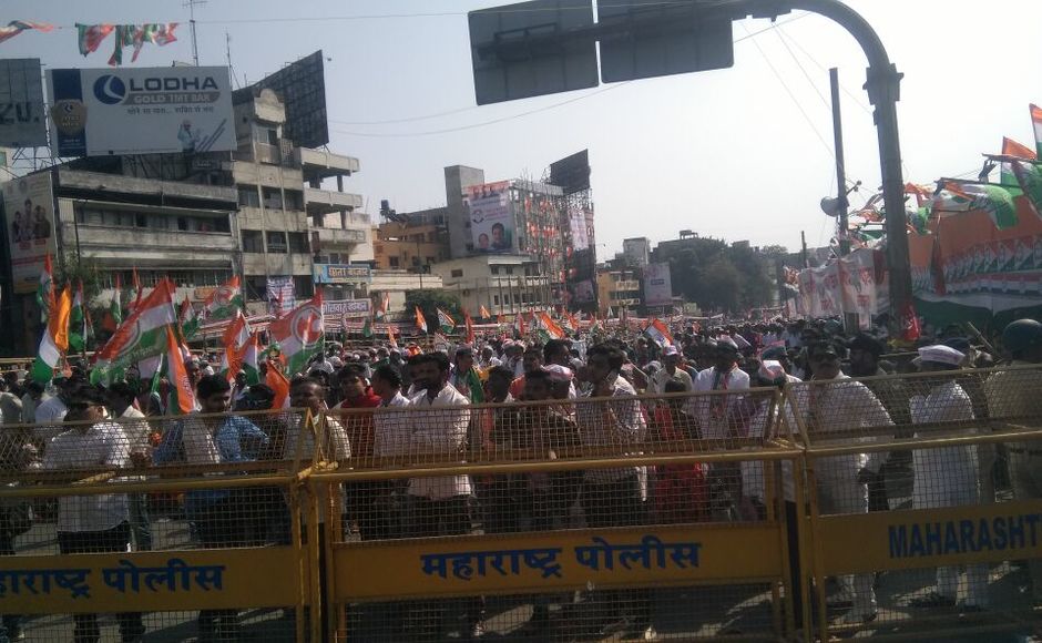 Congress and NCP were later joined by leaders from the SP, CPI, CPM, RPI, and RPI(Kavade Group). The march aimed to corner the BJP-Shiv Sena government in the state for its unfulfilled promises such as Minimum Support Price (MSP) price for farmers. Firstpost/Sanjay Sawant Congress and NCP were later joined by leaders from the SP, CPI, CPM, RPI, and RPI(Kavade Group). The march aimed to corner the BJP-Shiv Sena government in the state for its unfulfilled promises such as Minimum Support Price (MSP) price for farmers. Firstpost/Sanjay Sawant