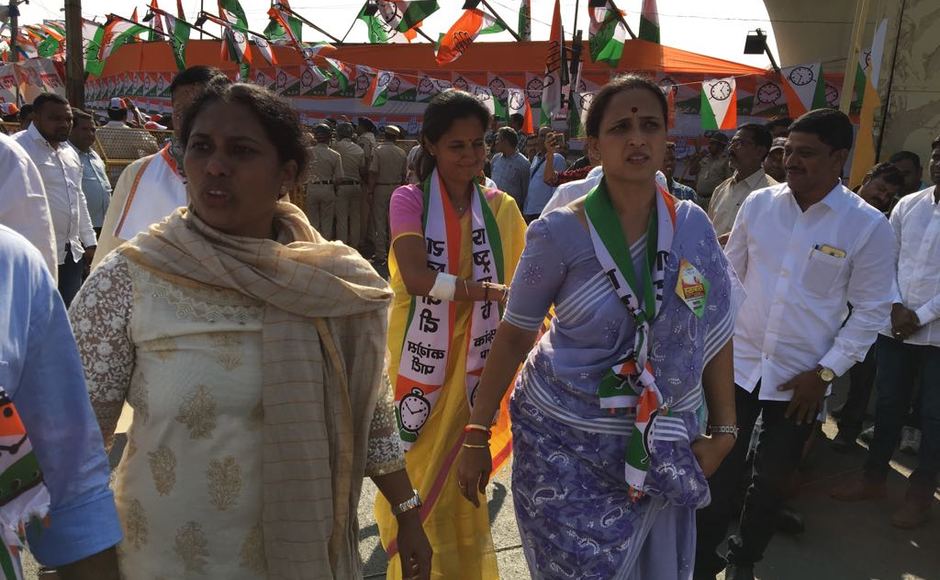 The rally was incidentally held on Pawar’s 77 birthday, was also attended by senior leaders such as Ghulam Nabi Azad, Ashok Chavan and Prithviraj Chavan from the Congress. Besides Pawar's daughter, Supriya Sule and nephew Ajit Pawar were also present. Firstpost/Sanjay Sawant The rally was incidentally held on Pawar’s 77 birthday, was also attended by senior leaders such as Ghulam Nabi Azad, Ashok Chavan and Prithviraj Chavan from the Congress. Besides Pawar's daughter, Supriya Sule and nephew Ajit Pawar were also present. Firstpost/Sanjay Sawant