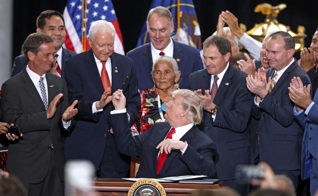 President Donald Trump on Monday took the rare step of scaling back two sprawling national monuments in Utah, declaring that "public lands will once again be for public use" in a move cheered by Republican leaders who lobbied him to undo protections they considered overly broad. AP President Donald Trump on Monday took the rare step of scaling back two sprawling national monuments in Utah, declaring that "public lands will once again be for public use" in a move cheered by Republican leaders who lobbied him to undo protections they considered overly broad. AP