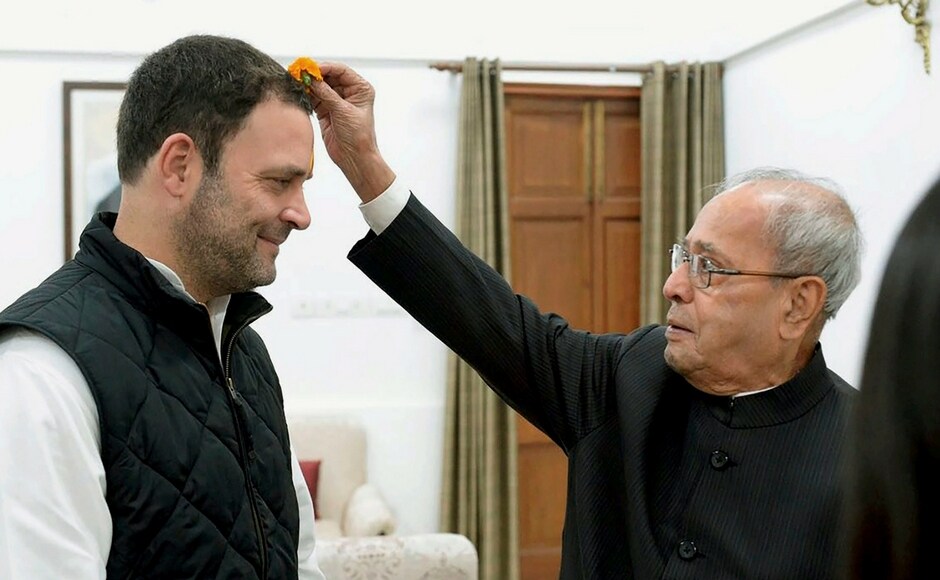 Former President Pranab Mukherjee was also present at the event. PTI Rahul Gandhi files nomination for Congress president's post at party headquarters