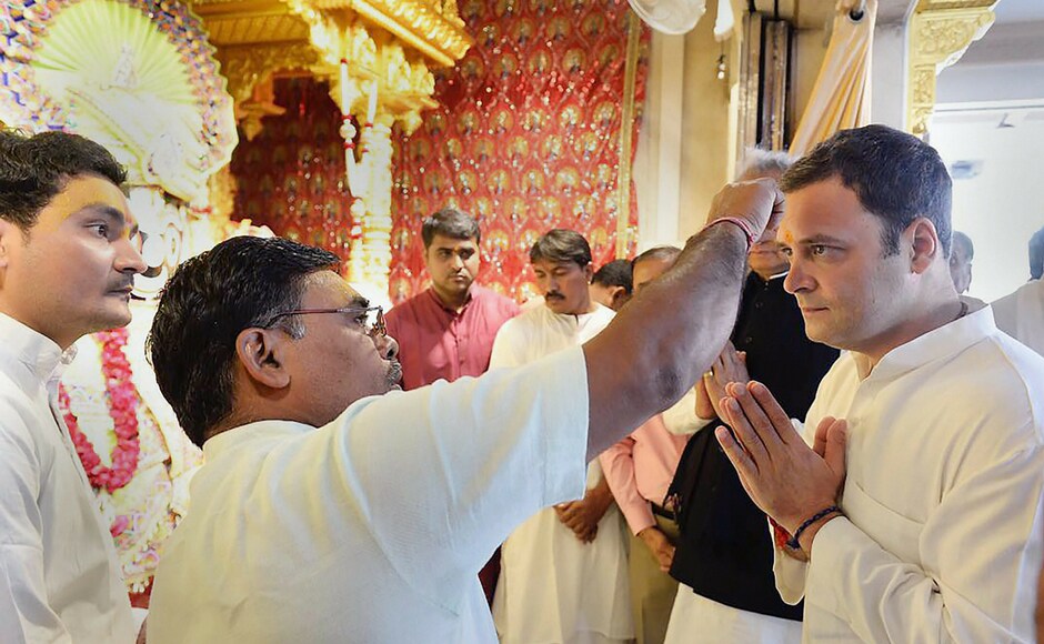 The BJP has been targeting Rahul for allegedly resorting to 'soft hindutva'. Earlier in the day, Uttar Pradesh Chief Minister Yogi Adityanath had hit out at Rahul saying the Gujarat elections had at least taught him to visit temples. PTI The BJP has been targeting Rahul for allegedly resorting to 'soft hindutva'. Earlier in the day, Uttar Pradesh Chief Minister Yogi Adityanath had hit out at Rahul saying the Gujarat elections had at least taught him to visit temples. PTI