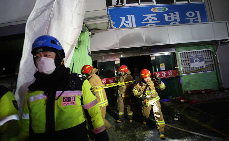 It was the country's second major blaze in a month, and officials admitted there was no sprinkler system installed at the hospital. AP It was the country's second major blaze in a month, and officials admitted there was no sprinkler system installed at the hospital. AP