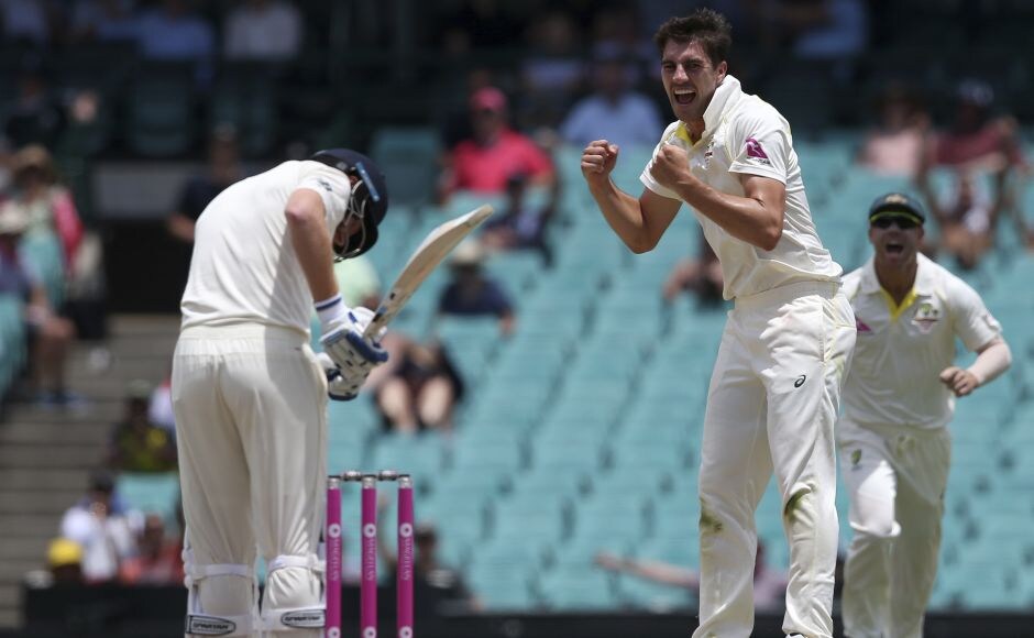 Pat Cummins celebrates taking the wicket of England's Jonny Bairstow, who fell after scoring 38. AP Pat Cummins stars as Australia trounce England by an innings and 123 runs to win Ashes 4-0