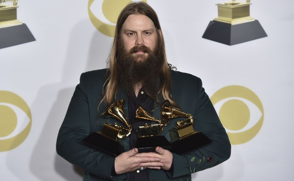 Chris Stapleton won three Grammys in country categories: for best country solo performance for 'Either Way', best country song for 'Broken Halos' and best country album for From a Room: Volume 1 at the Grammys. AP Chris Stapleton won three Grammys in country categories: for best country solo performance for 'Either Way', best country song for 'Broken Halos' and best country album for From a Room: Volume 1 at the Grammys. AP