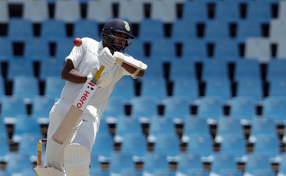 India's batsman Ravichandran Ashwin, takes evasive action against a bouncer before nicking Lungi Ngidi to Quinton de Kock. AP India's batsman Ravichandran Ashwin, takes evasive action against a bouncer before nicking Lungi Ngidi to Quinton de Kock. AP