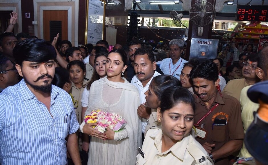Padukone stars alongside Shahid Kapoor and Ranveer Singh in Padmaavat. Image by Firstpost. Padukone stars alongside Shahid Kapoor and Ranveer Singh in Padmaavat. Image by Firstpost.