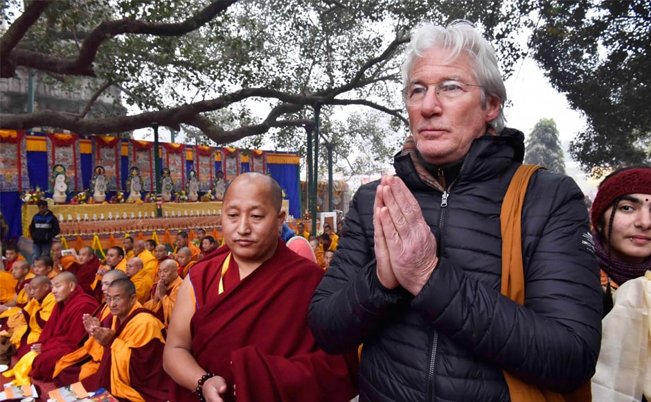 Hollywood actor Richard Gere also arrived at the Mahabodhi Temple to attend the teachings of the Dalai Lama. PTI Hollywood actor Richard Gere also arrived at the Mahabodhi Temple to attend the teachings of the Dalai Lama. PTI