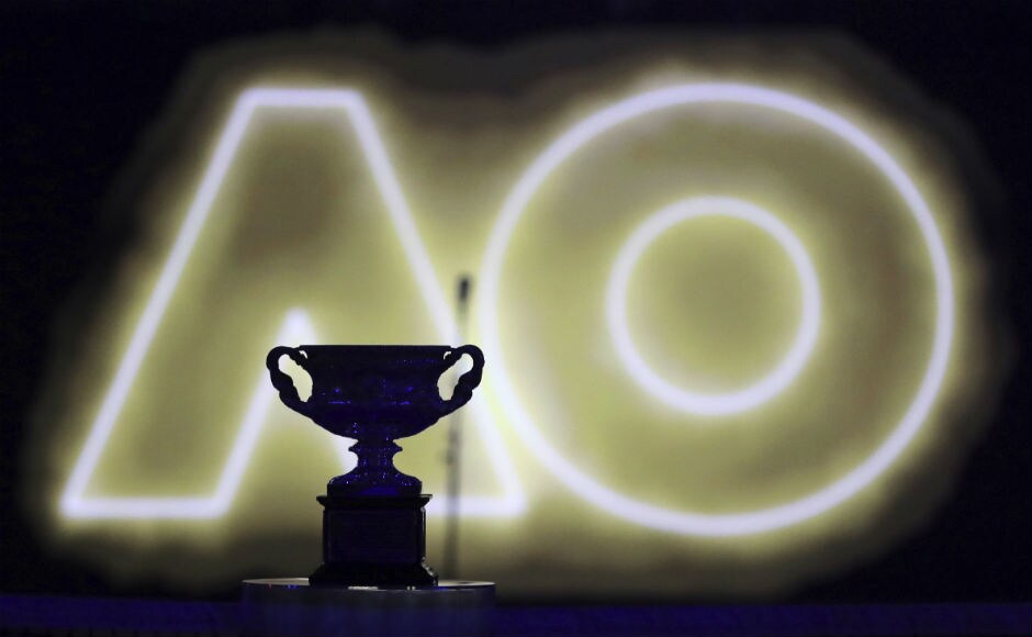 The Norman Brookes Challenge Cup to be awarded to the men's singles champion sits on court ahead of the final between Switzerland's Roger Federer and Croatia's Marin Cilic. AP The Norman Brookes Challenge Cup to be awarded to the men's singles champion sits on court ahead of the final between Switzerland's Roger Federer and Croatia's Marin Cilic. AP