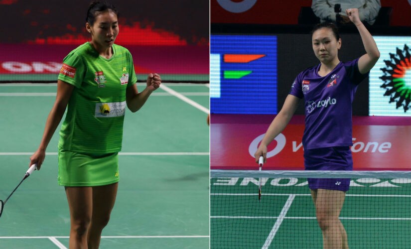 North Eastern Warriors' Michelle Li and Mumbai Rockets' Beiwen Zhang.