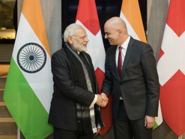 Prime Minister Narendra Modi meets Swiss president Alain Berset. AP