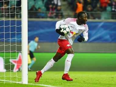 Leipzig's Naby Keita runs with the ball after scoring against Besiktas. AFP