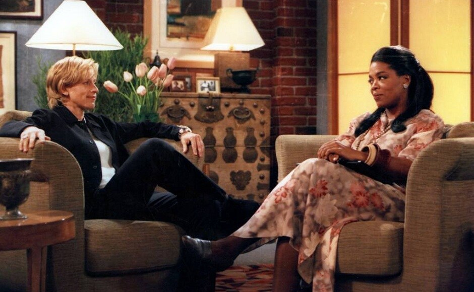 On 30 April, 1997, in what is considered to be a huge leap on television history Ellen DeGeneres came out on Oprah's show. Facebook On 30 April, 1997, in what is considered to be a huge leap on television history Ellen DeGeneres came out on Oprah's show. Facebook