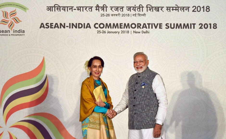 Modi held discussions with Myanmar's State counsellor Aung San Suu Kyi on intensifying bilateral cooperation, including follow ups on key decisions taken during his visit to Myanmar in September last year. PTI India-ASEAN Commemorative Summit: Narendra Modi emphasises India's commitment to bloc