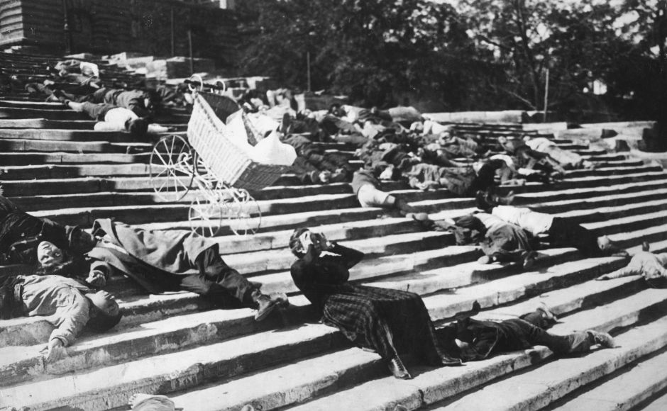 Based on the Revolution of 1905, Eisenstein's Battleship Potemkin was his most famous film and is considered a masterpiece to this day. The Odessa Steps sequence is one of the most terrifying and extraordinary scenes in cinematic history. Image via Twitter Based on the Revolution of 1905, Eisenstein's Battleship Potemkin was his most famous film and is considered a masterpiece to this day. The Odessa Steps sequence is one of the most terrifying and extraordinary scenes in cinematic history. Image via Twitter