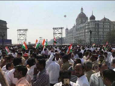 People gather at Gateway of India, Mumbai for Save Constitution march. Twitter/ @waglenikhil Following Following @waglenikhil