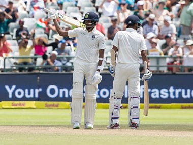 Indian batsman Hardik Pandya scores fifty on the second day of the first Test between South Africa and India at Newlands Stadium, in Cape Town, South Africa, Saturday, Jan. 6, 2018. (AP Photo/Halden Krog)