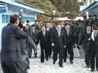 The head of North Korean delegation Ri Son Gwon, arrives at the South side for the meeting with South Korea at the Panmunjom in the Demilitarized Zone in Paju, South Korea on Tuesday. AP