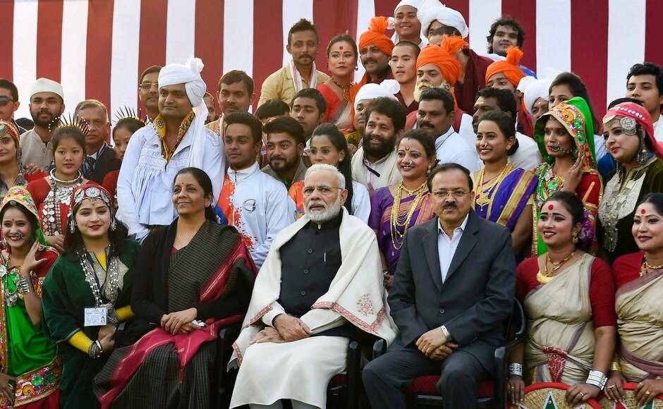 Narendra Modi interacts with tableau artists, NCC, NSS volunteers who participated in Republic Day parade