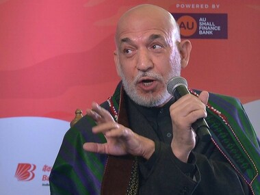 Former Afghan president Hamid Karzai speaks at a session during Jaipur Literature Festival 2018 at Diggi Palace in Jaipur on Friday. PTI