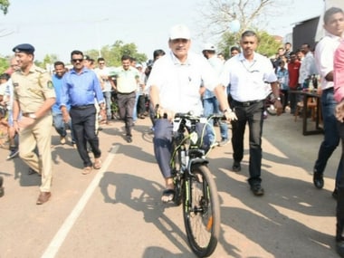 File image of Goa CM Manohar Parrikar on a bicycle. Twitter@manoharparrikar
