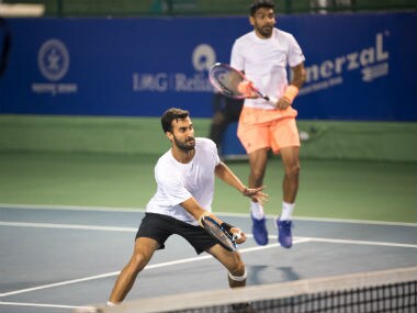 India's Yuki Bhambri and Divij Sharan in action.