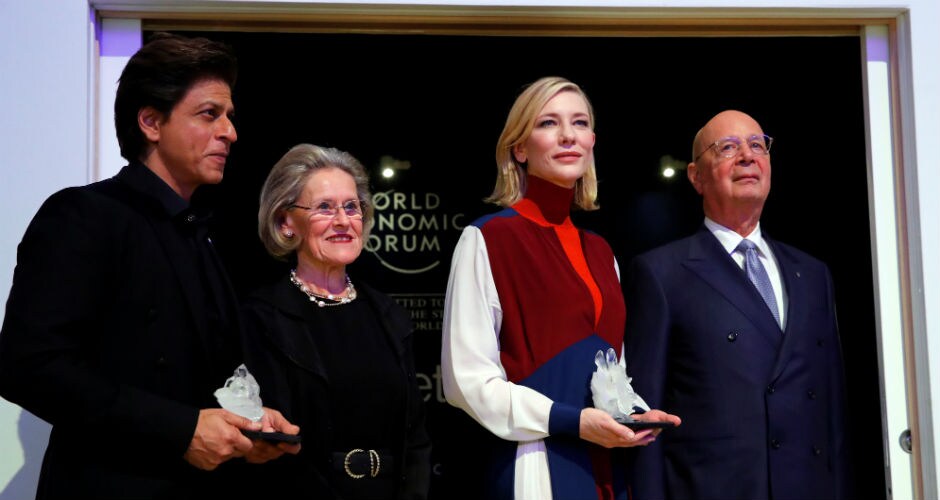 On Monday, the World Economic Forum also hosted the 24th Annual Crystal Awards. which celebrates the achievements of outstanding artists across the world. Bollywood actor Shah Rukh Khan, musician Elton John and Oscar award-winner Cate Blanchett received the awards this year. Reuters On Monday, the World Economic Forum also hosted the 24th Annual Crystal Awards. which celebrates the achievements of outstanding artists across the world. Bollywood actor Shah Rukh Khan, musician Elton John and Oscar award-winner Cate Blanchett received the awards this year. Reuters