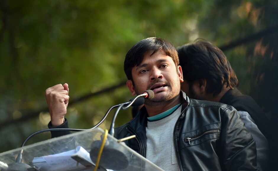 Former JNUSU president Kanhaiya Kumar also spoke at the rally amid echoing chants of 'Jai Bhim' and 'Release Chandrashekhar.'